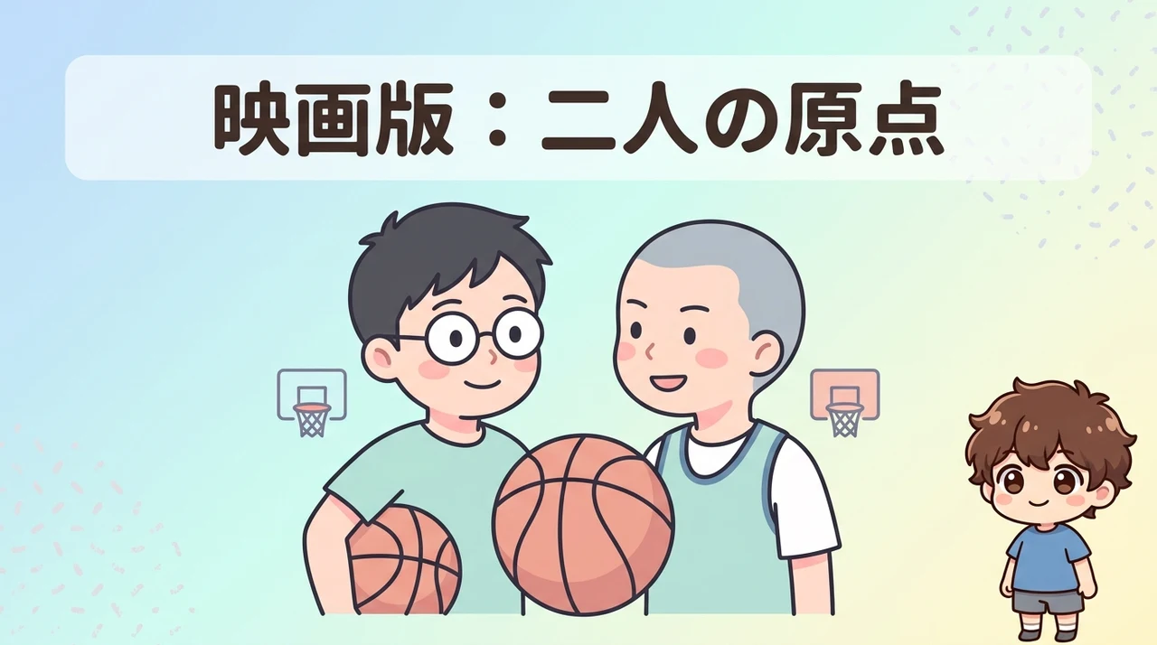 映画版で見せる木暮と坊主頭の赤木の回想